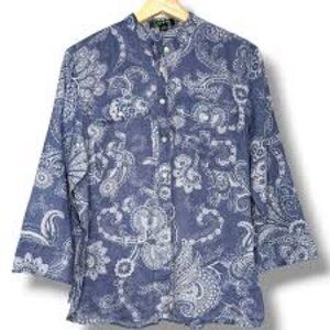 Ralph Lauren Blue Paisley Linen Shirt